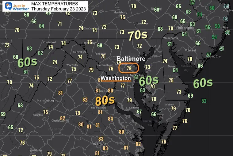 February 23 weather high record temperatures Thursday