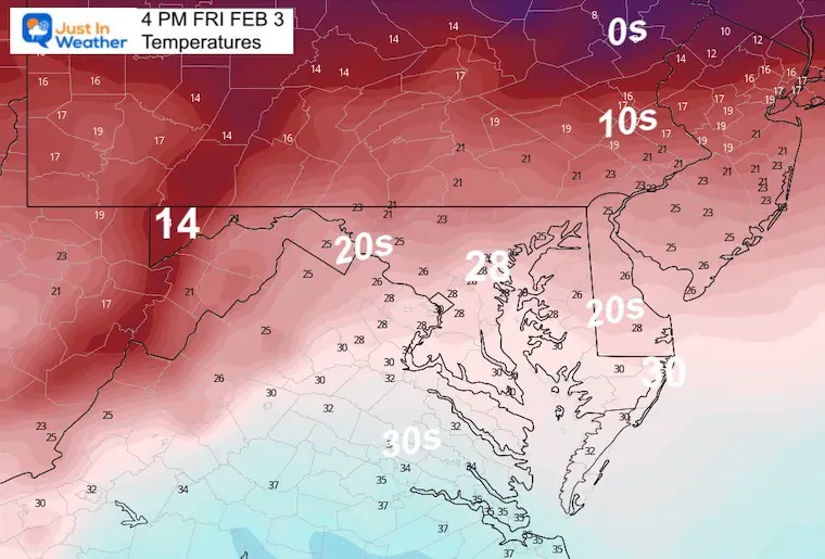 February 3 weather friday afternoon temperatures