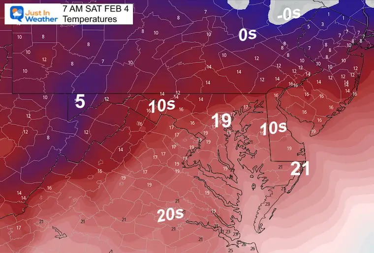 February 3 weather saturday morning temperatures