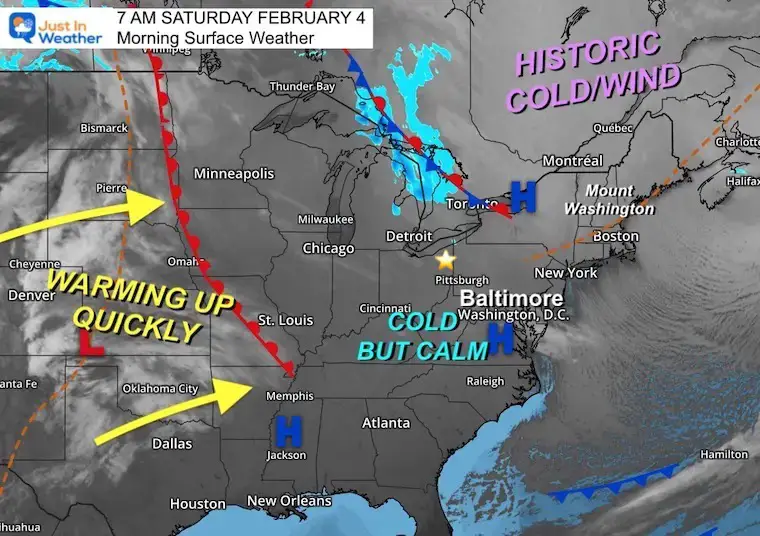 weather map february 4 train derailment chemical tracking