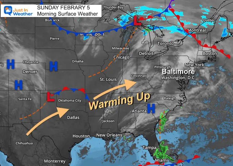 February 5 weather Sunday morning