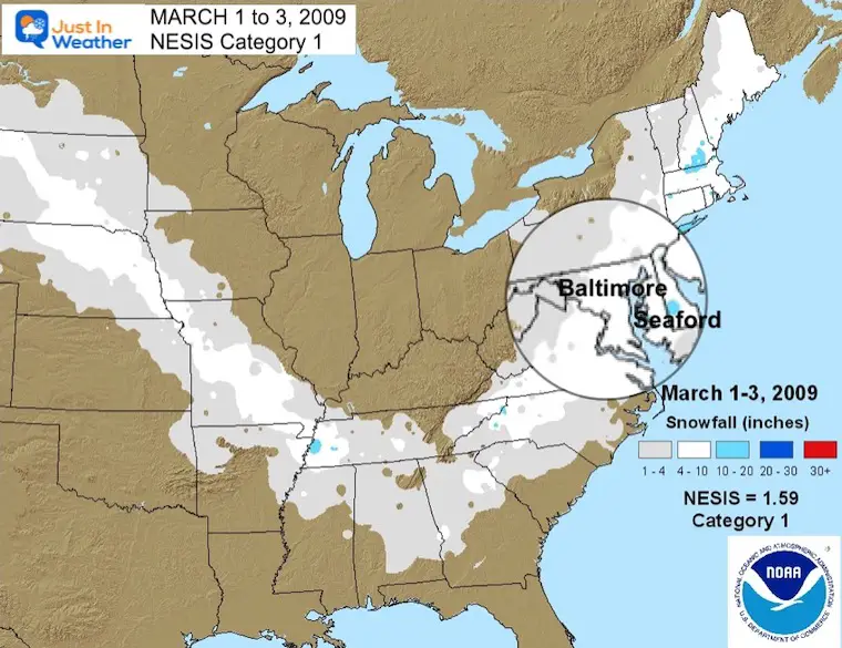 March Snow Map NESIS 2009