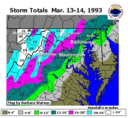 Superstorm 1993 Snow Maryland Virginia