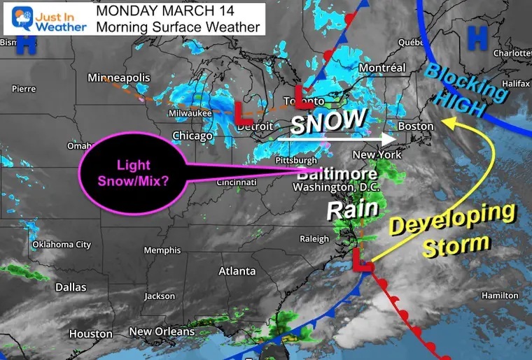 March 13 weather storm Monday morning