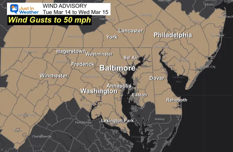 March 13 Wind Advisory Tuesday