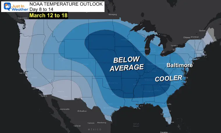 March 4 weather NOAA Outlook Temperatures Day 8 to 14