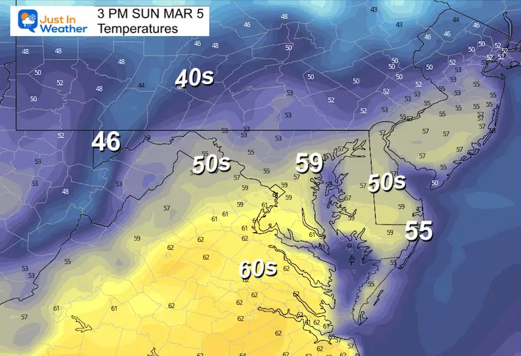 March 5 weather Sunday afternoon