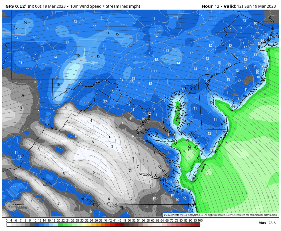 March 19 wind forecast