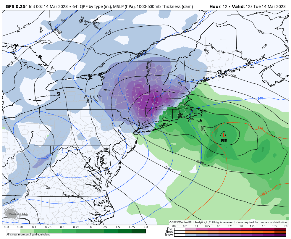 March 14 noreaster snow storm forecast