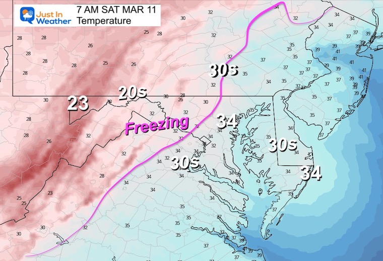 March 10 weather temperatures Saturday morning