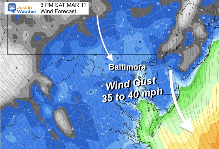 march 11 weather wind forecast Saturday 