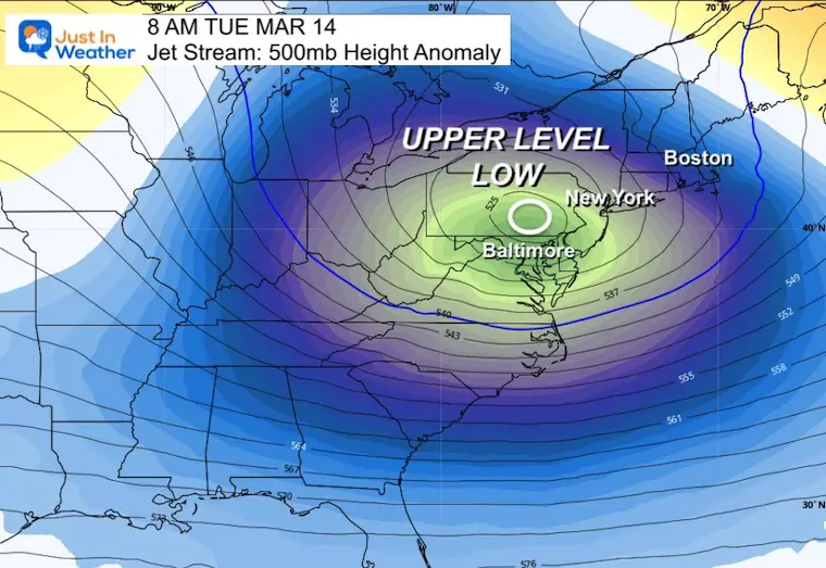 March 13 weather jet stream Tuesday morning