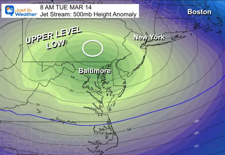 March 13 weather jet stream Tuesday