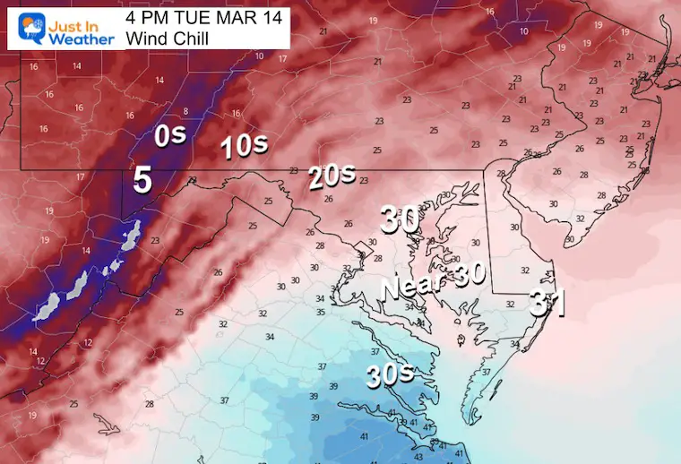 March 14 weather wind chill afternoon