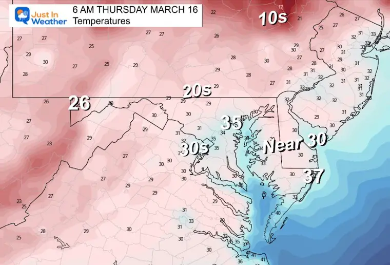 March 15 weather Wednesday morning