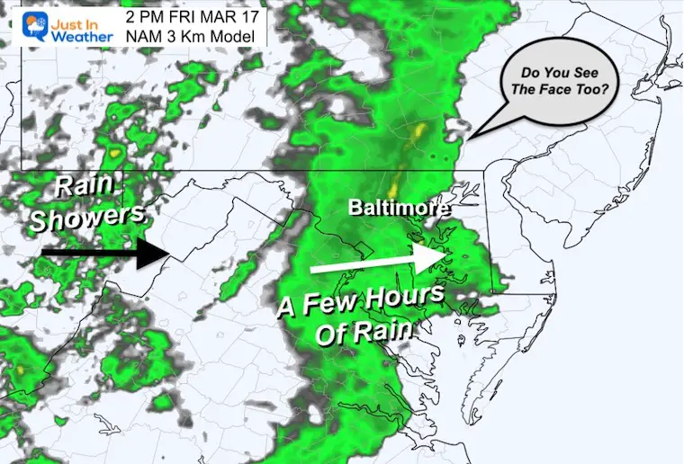 March 17 rain radar Friday 2 PM