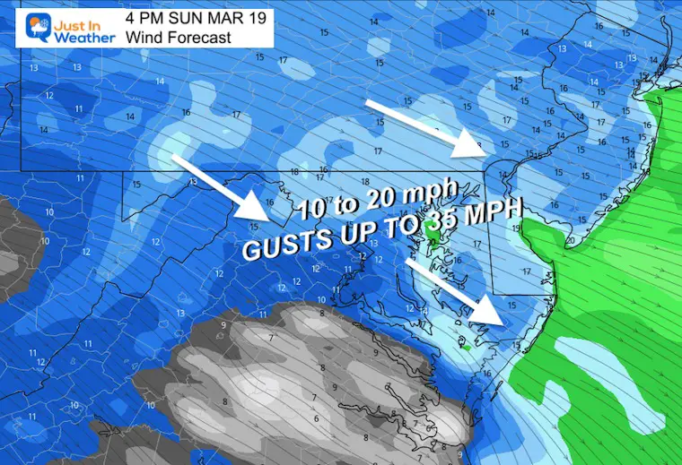 March 19 weather wind forecast sunday afternoon