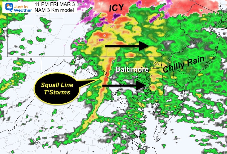 March 3 weather radar storm Friday 11 PM