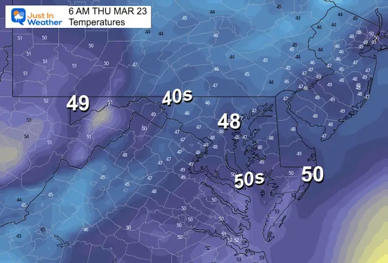 March 22 weather temperatures Thursday afternoon