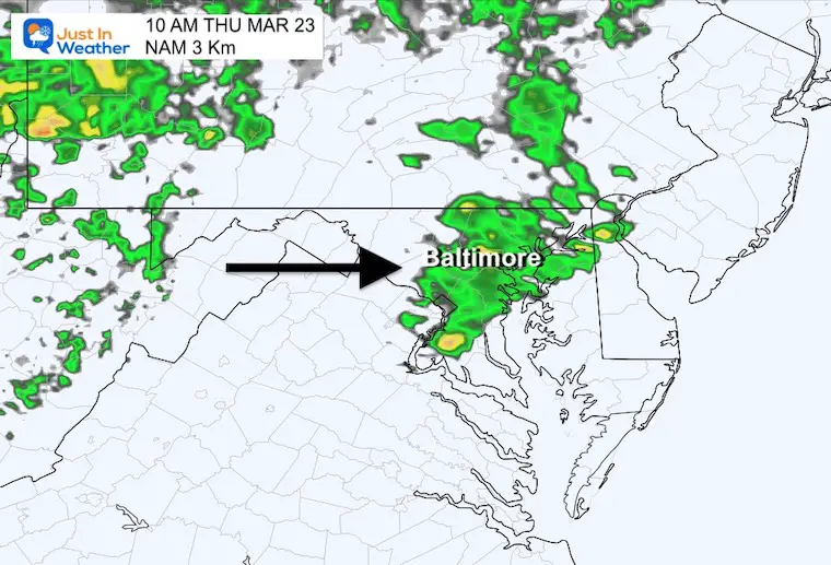 March 23 weather rain forecast Thursday