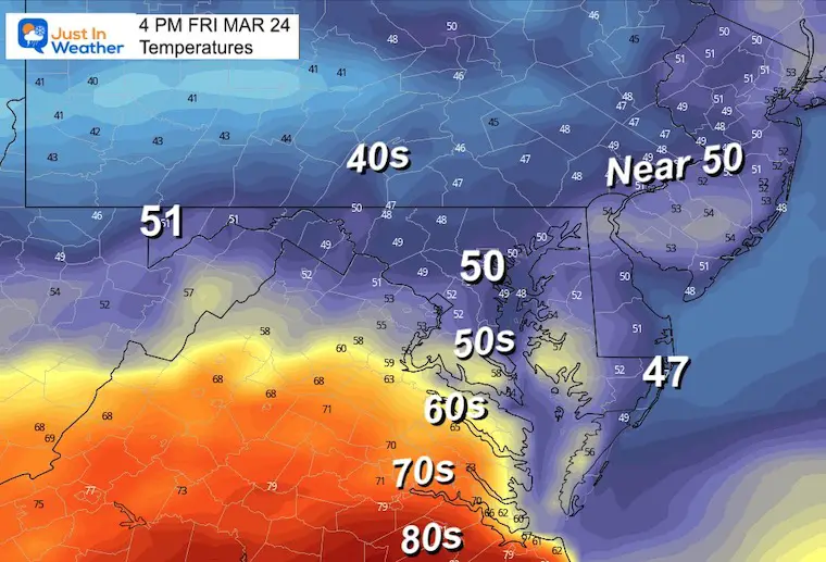 March 23 weather temperatures Friday afternoon