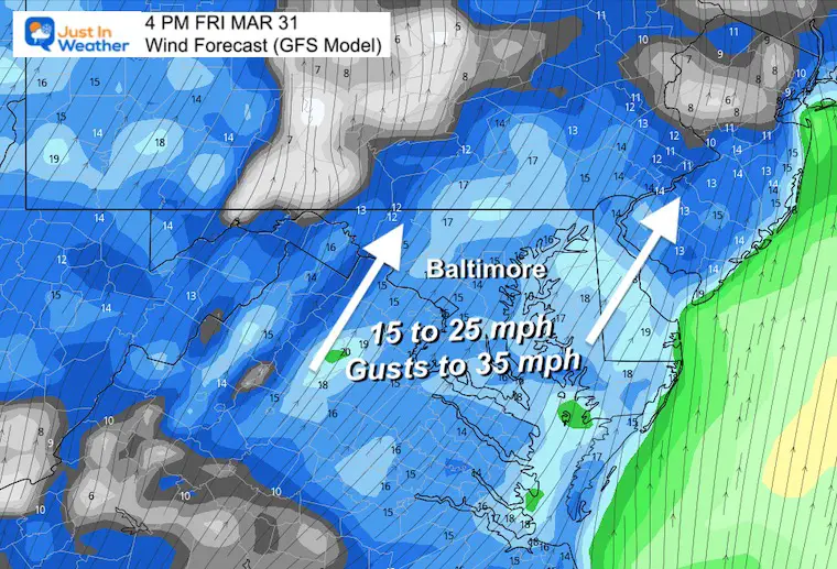 March 31 weather wind forecast Friday