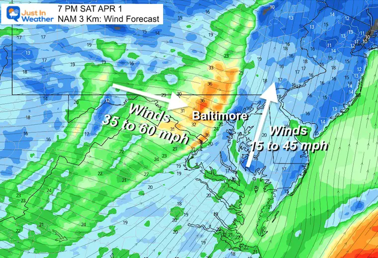 march 31 storm wind Saturday evening