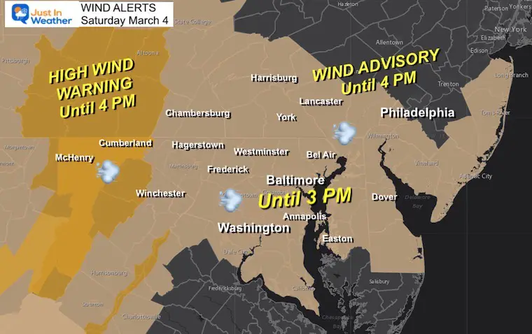 March 4 weather Wind Advisory Warning