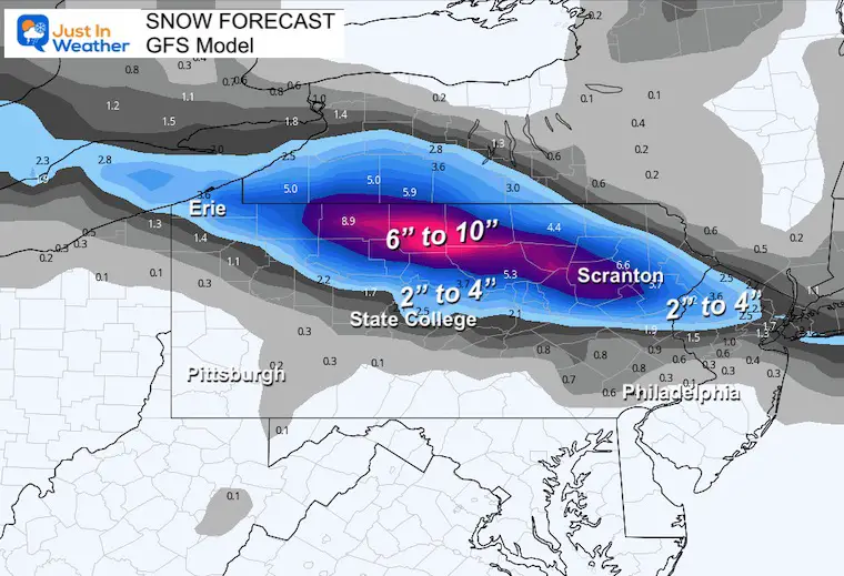 March 6 snow forecast Pennsylvania GFS