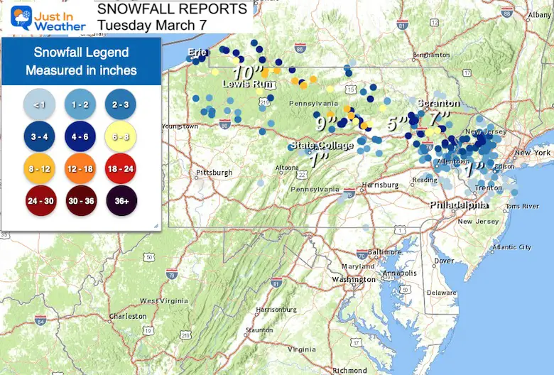 March 7 Snow Reports National Weather Service