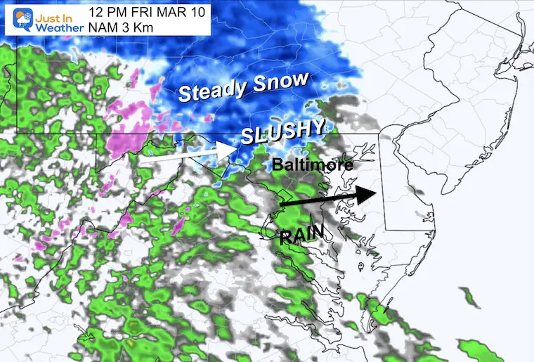 March 9 weather snow radar Friday 12 PM