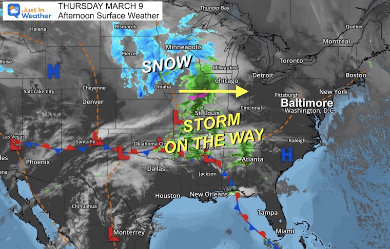 March 9 storm map Thursday afternoon