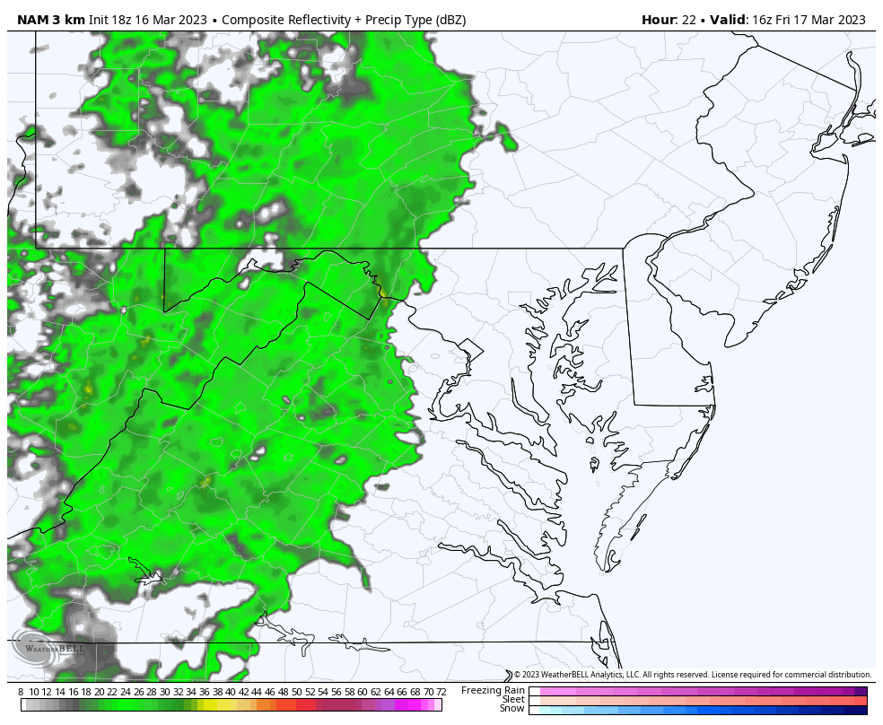 March 17 rain radar Friday