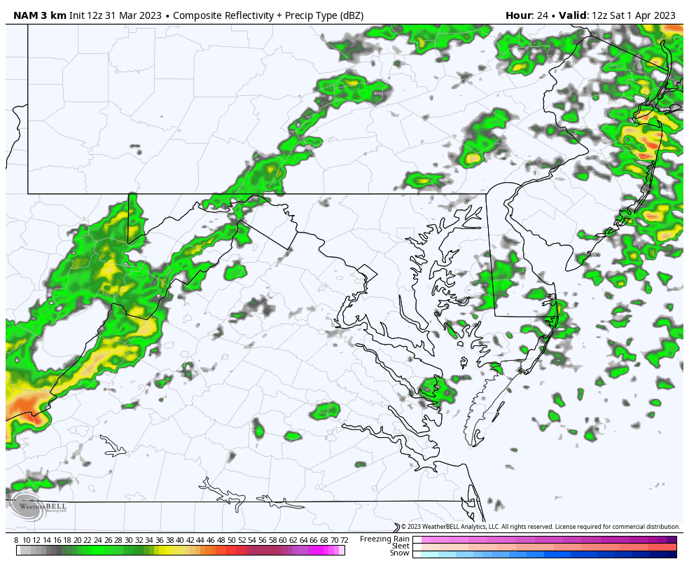 March 31 radar rain Saturday morning