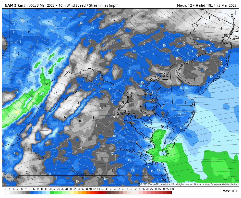 March 3 weather wind forecast