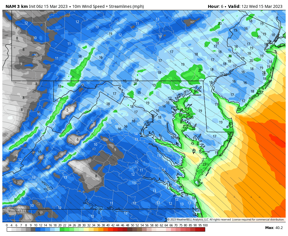 March 15 weather wind forecast Wednesday