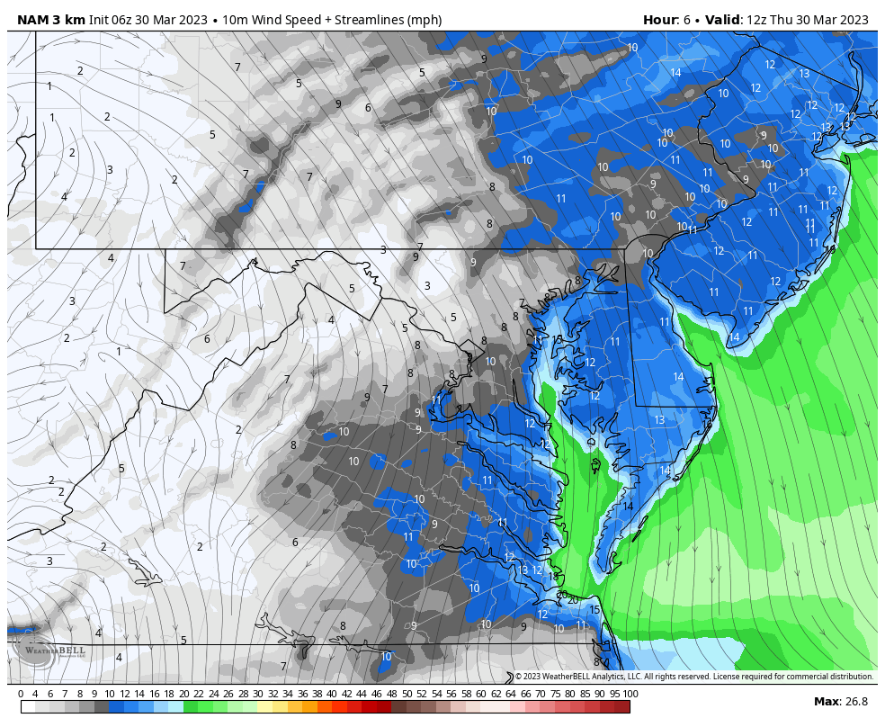 March 30 wind forecast