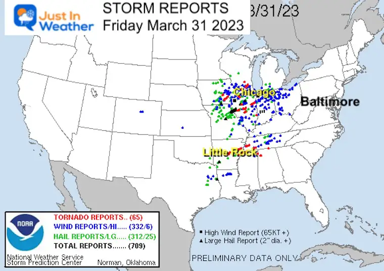 March 31 NOAA Severe Storm Tornado Report Friday