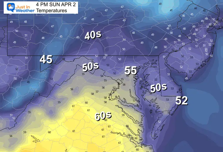 April 1 weather Sunday afternoon