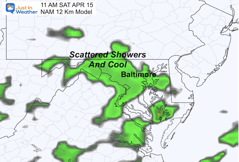 April 13 weather rain radar Saturday AM 11
