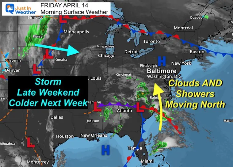 April 14 weather Friday morning