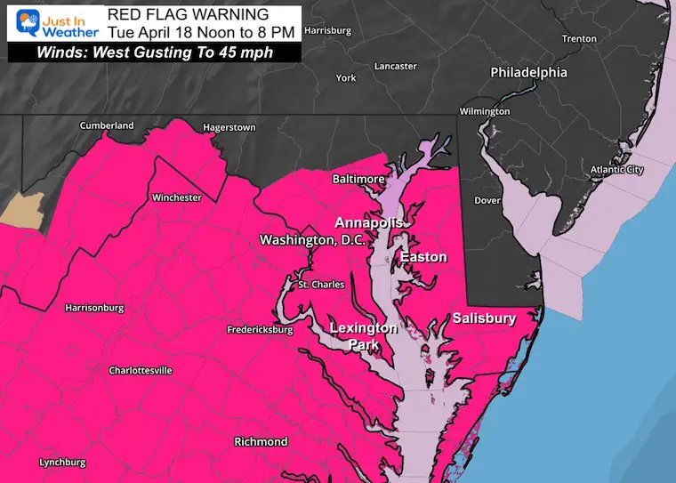 April 18 Red Flag Warning Tuesday