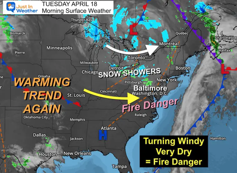 April 18 weather Tuesday morning