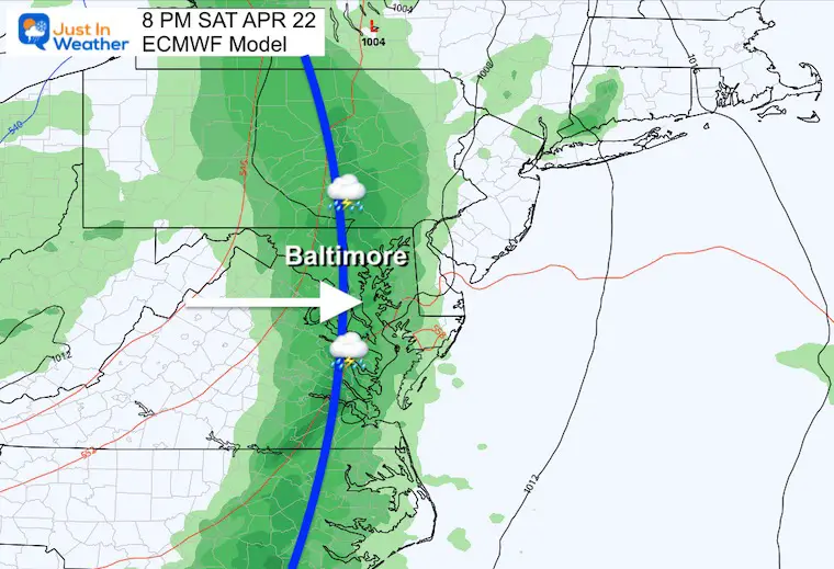 April 20 storm forecast Saturday pm 8