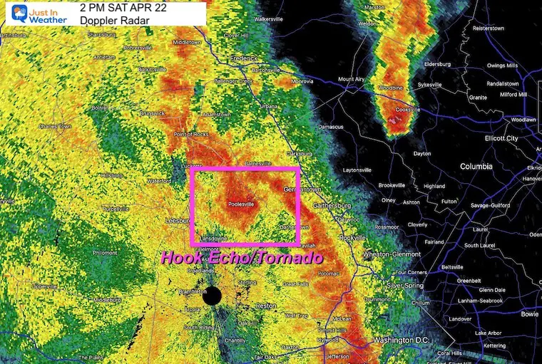tornado poolesville maryand radar April 22