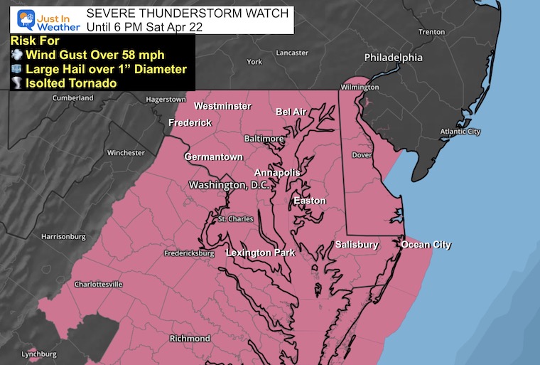 April 22 Severe Thunderstorm Watch Maryland Earth Day