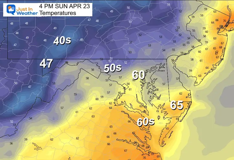 April 22 weather Sunday afternoon