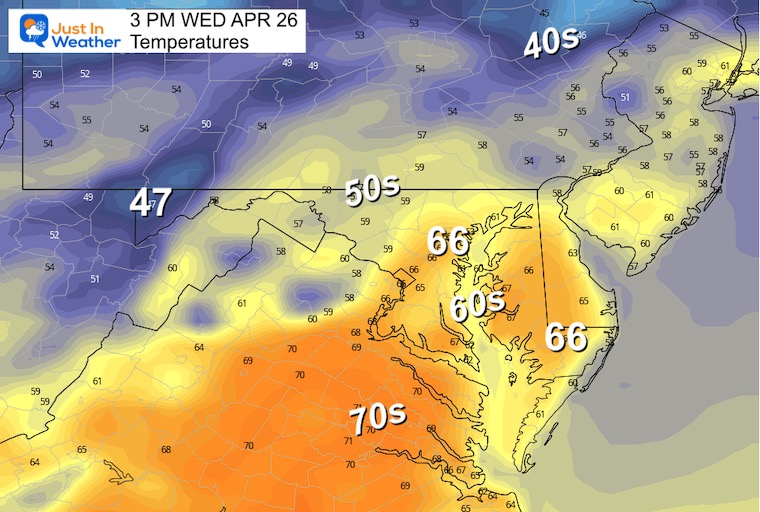April 25 weather temperatures Wednesday afternoon