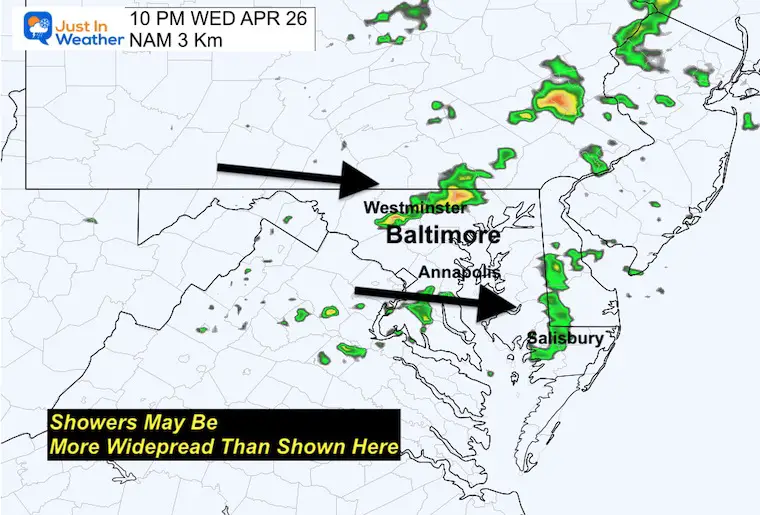 April 26 weather rain radar Wednesday 10 PM