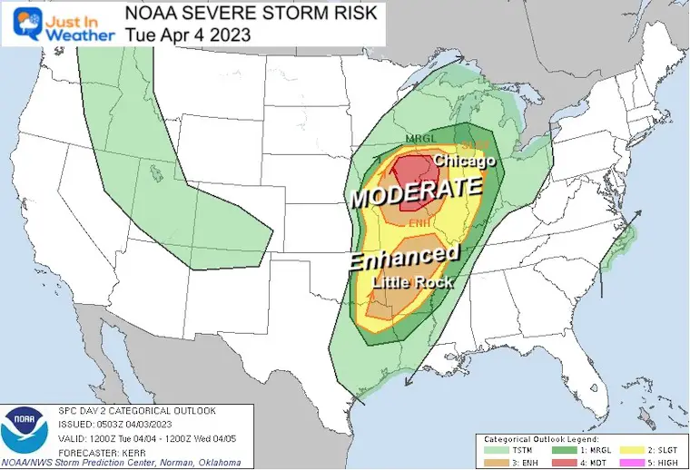 April 3 weather severe storm risk NOAA Tuesday